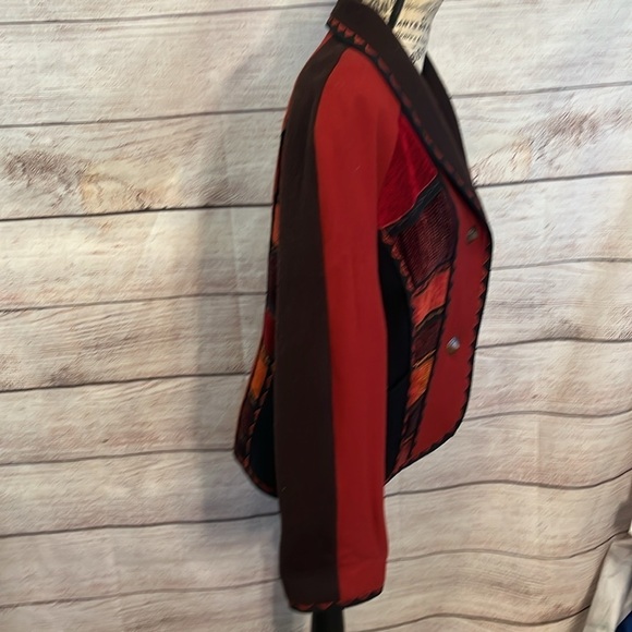 Vintage Sarmite Blazer Wearable Art Wool Blend Boho Size Small Mixed Fabrics - Picture 4 of 9